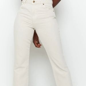 Rollas white straight leg jean